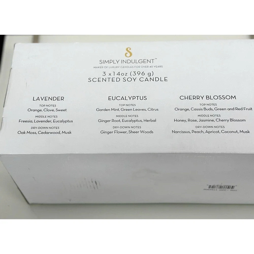 3 Piece Fragranced Candle Set Made with Essential Oils and Soy Wax -Each Cand